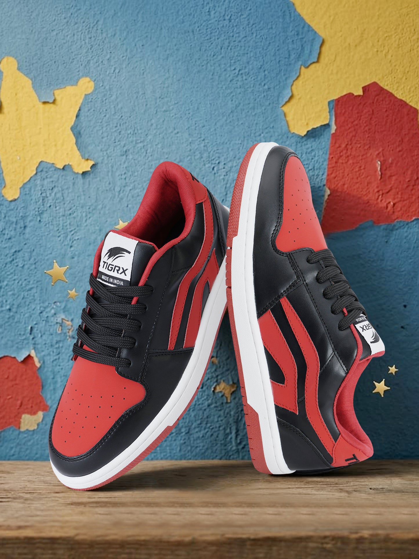Men's Premium Black & Red Casual Sneakers | Stylish Lace-Up Shoes | Trendy Everyday Footwear