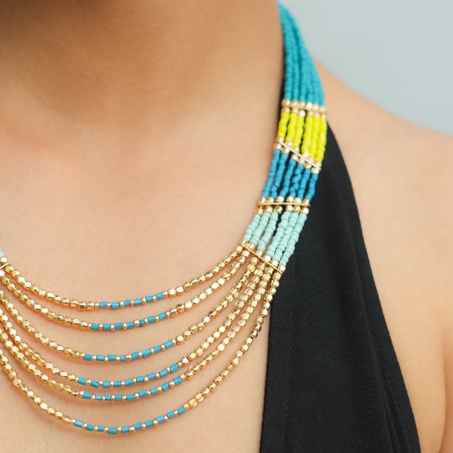 Sunlime Surf beaded necklace