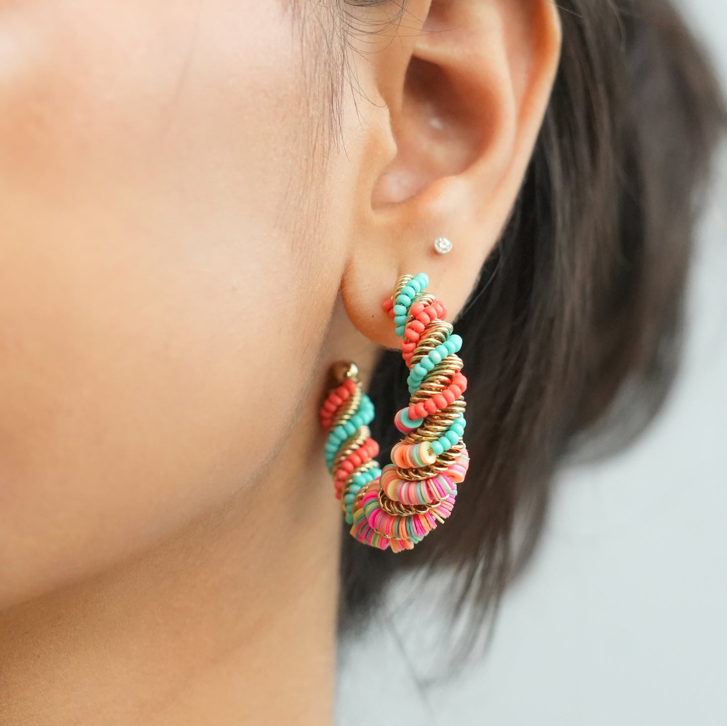 Jolly Flora beaded Twirl earrings