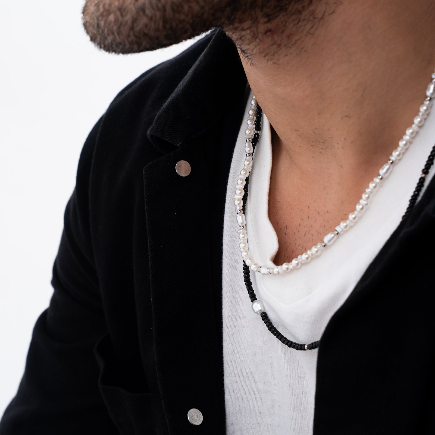 Midnight Pearl Layered Neckalce