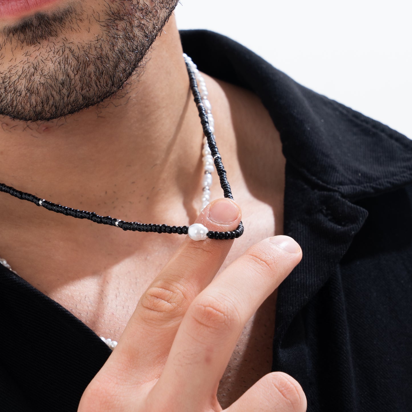 Midnight Pearl Layered Neckalce