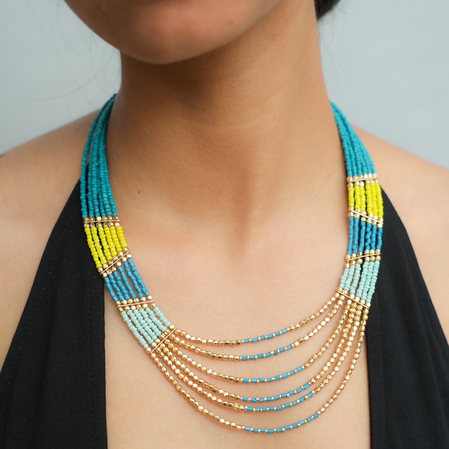 Sunlime Surf beaded necklace