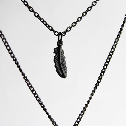 Dual Feather Coin Necklace