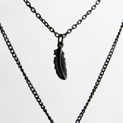 Dual Feather Coin Necklace