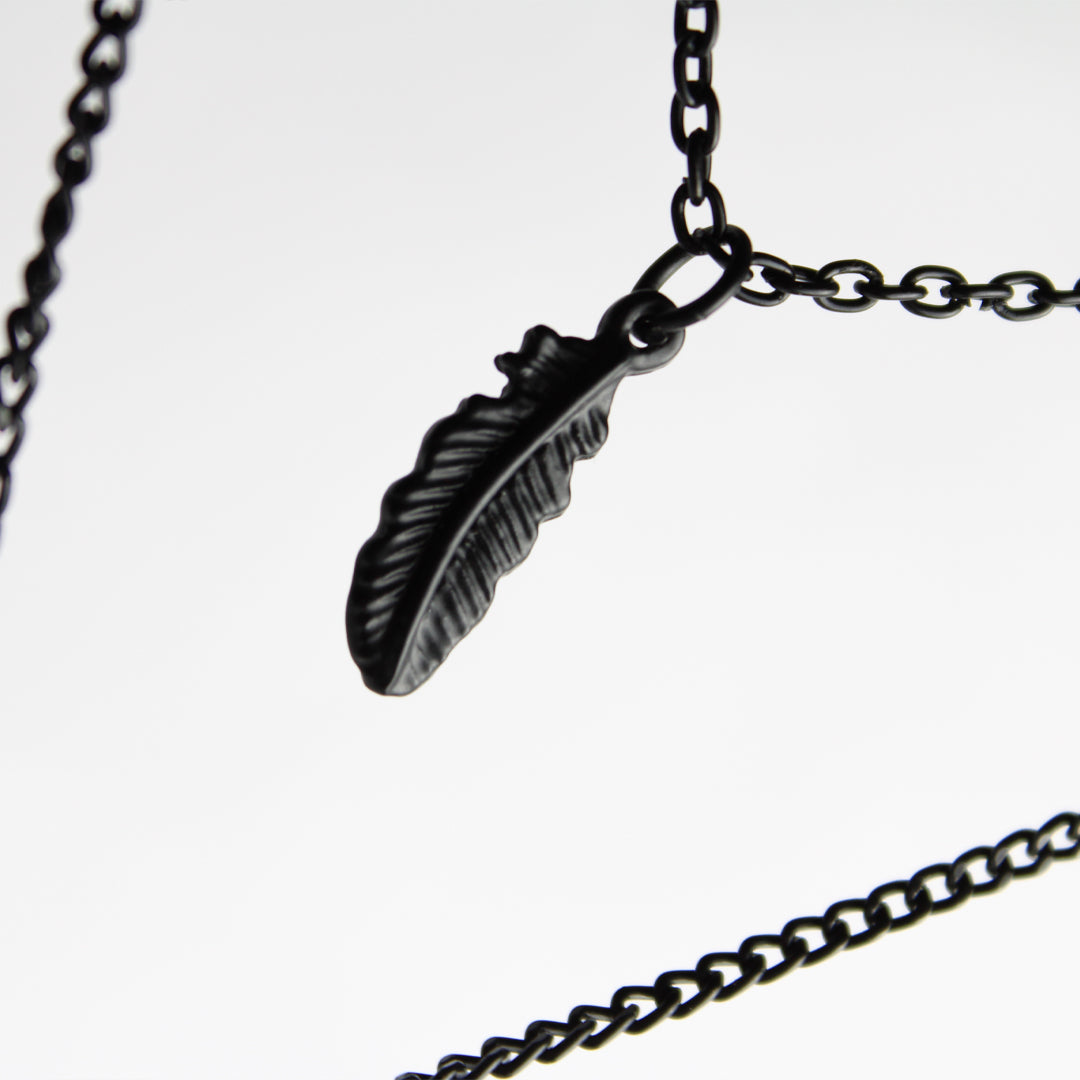 Dual Feather Coin Necklace