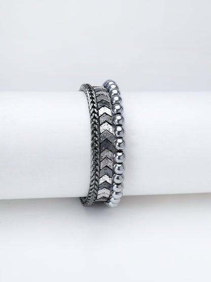 Pirite Stone Triple-Layer Bracelet