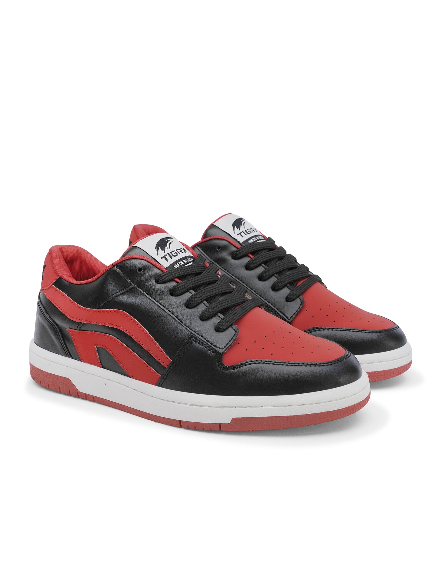 Men's Premium Black & Red Casual Sneakers | Stylish Lace-Up Shoes | Trendy Everyday Footwear