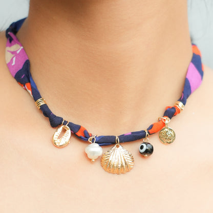 Coastal seashell charm necklace