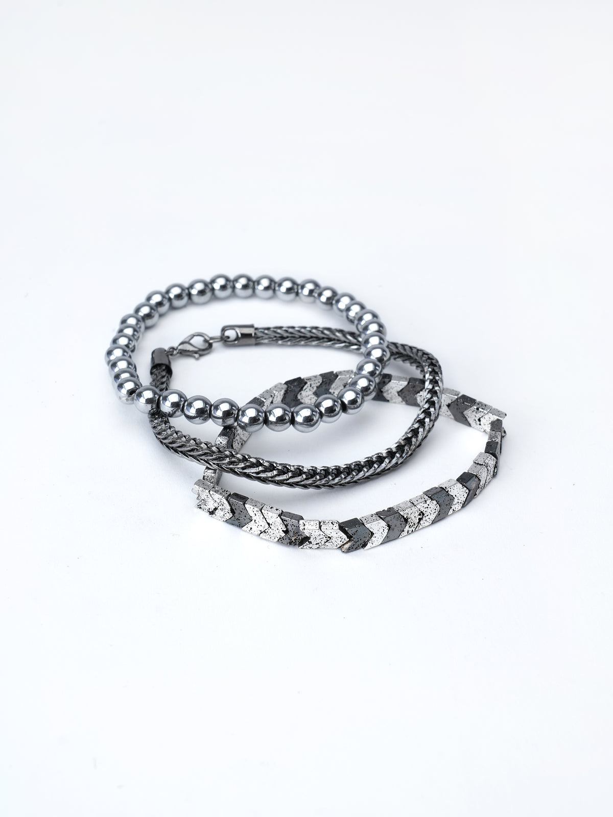 Pirite Stone Triple-Layer Bracelet