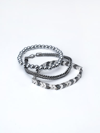 Pirite Stone Triple-Layer Bracelet