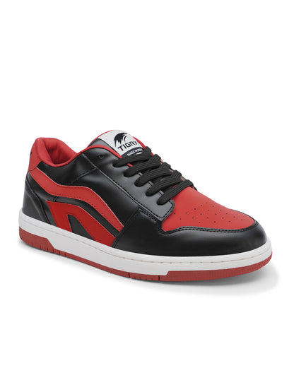 Men's Premium Black & Red Casual Sneakers | Stylish Lace-Up Shoes | Trendy Everyday Footwear