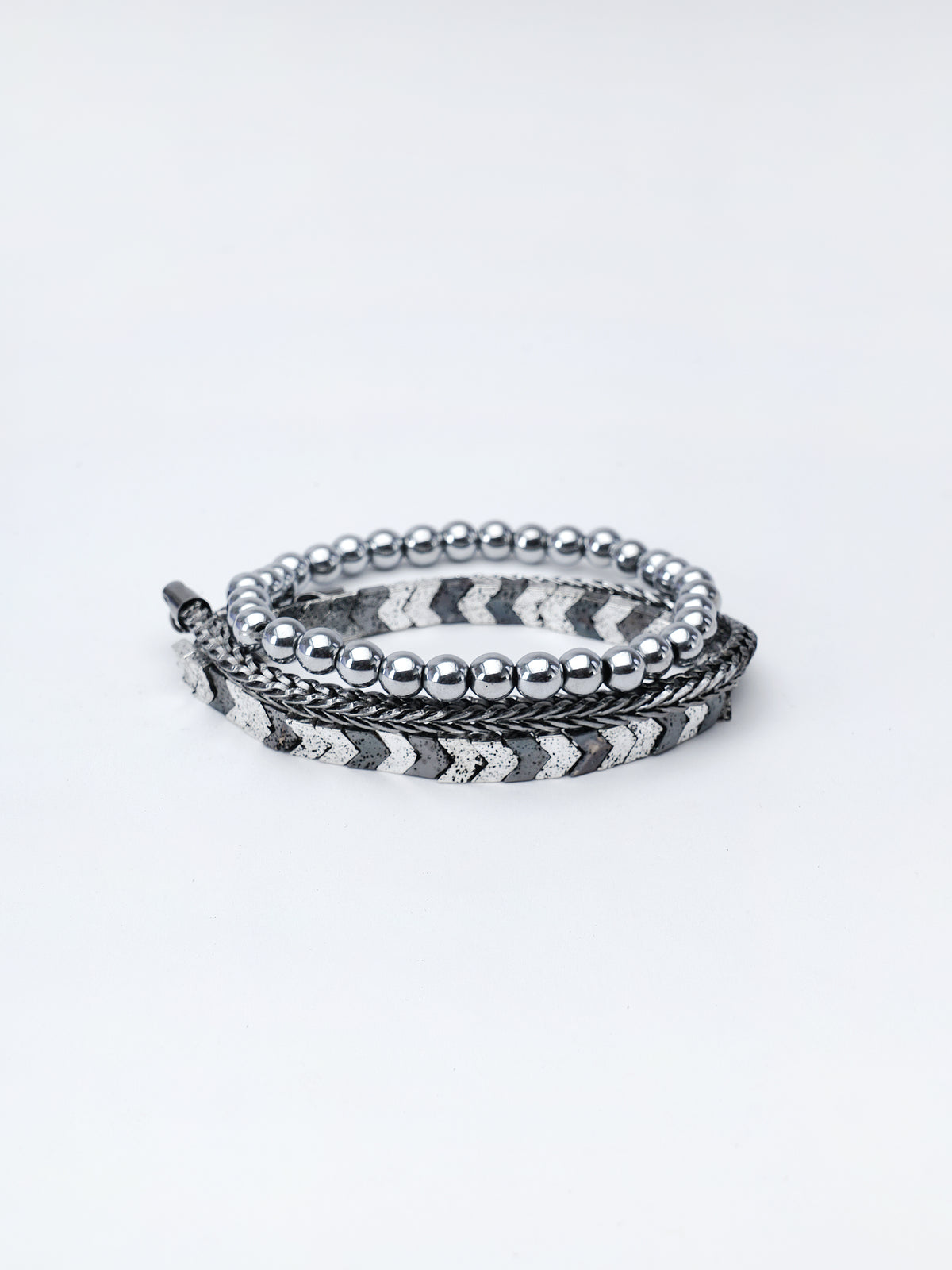 Pirite Stone Triple-Layer Bracelet
