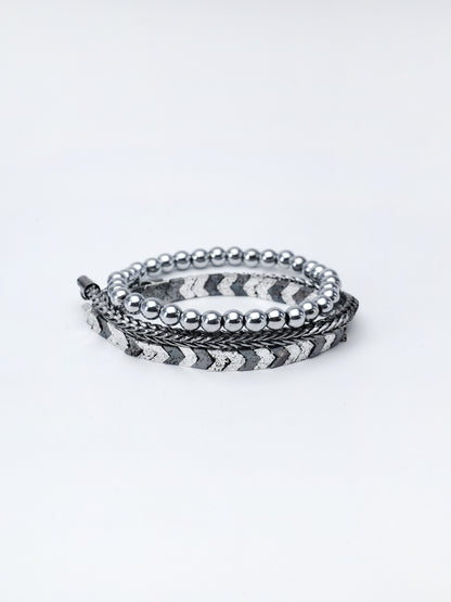 Pirite Stone Triple-Layer Bracelet