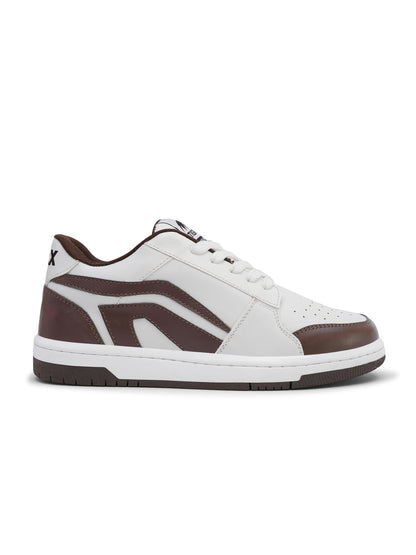 Men's Premium White & Brown Casual Sneakers | Stylish Lace-Up Shoes | Trendy Everyday Footwear