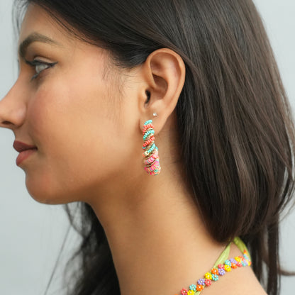 Jolly Flora beaded Twirl earrings
