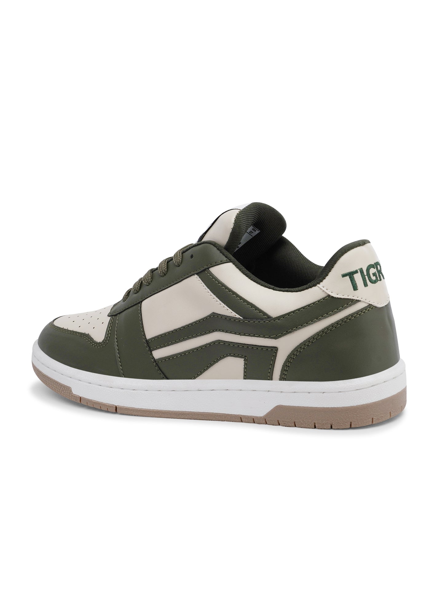 Men's Premium Olive Green & White Casual Sneakers | Stylish Lace-Up Shoes | Trendy Everyday Footwear