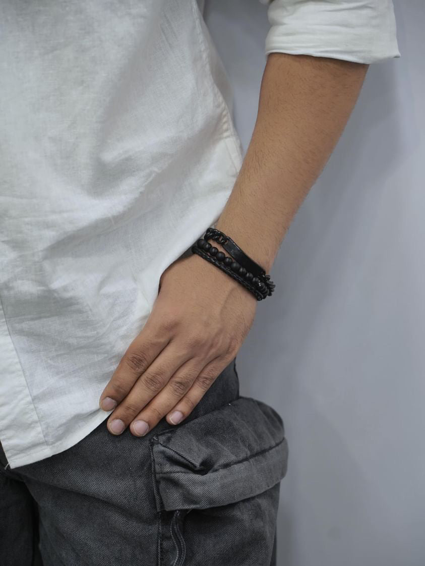 Cosmic Onyx Men's Bracelets | Combo Of 3 Pieces