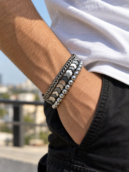 Pirite Stone Triple-Layer Bracelet