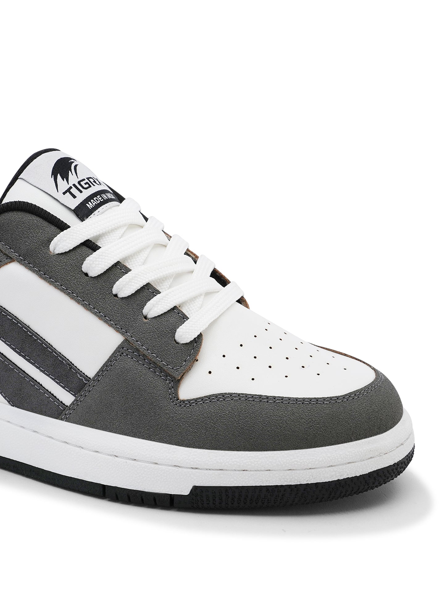 Men's Premium Grey & White Casual Sneakers | Stylish Lace-Up Shoes | Trendy Everyday Footwear