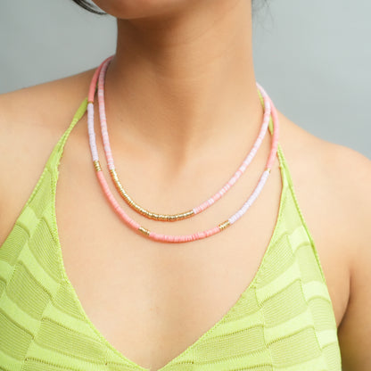 Blush Cascade beaded necklace