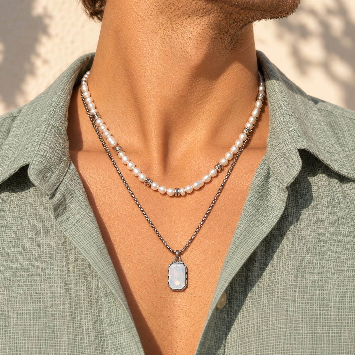 Pearl Fusion Layered Necklace Set