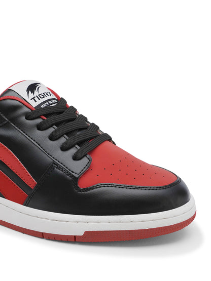 Men's Premium Black & Red Casual Sneakers | Stylish Lace-Up Shoes | Trendy Everyday Footwear