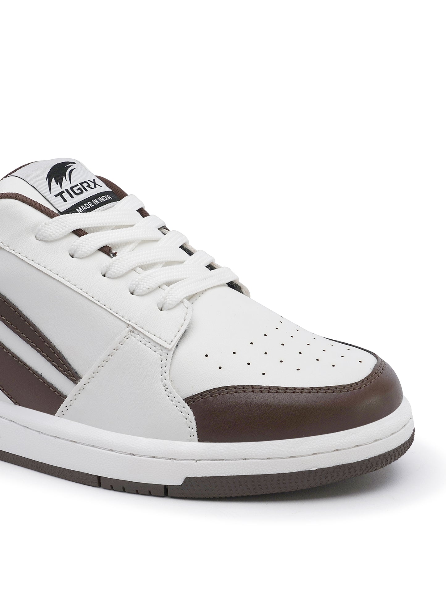 Men's Premium White & Brown Casual Sneakers | Stylish Lace-Up Shoes | Trendy Everyday Footwear