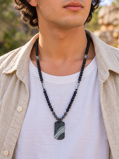 Black long necklace