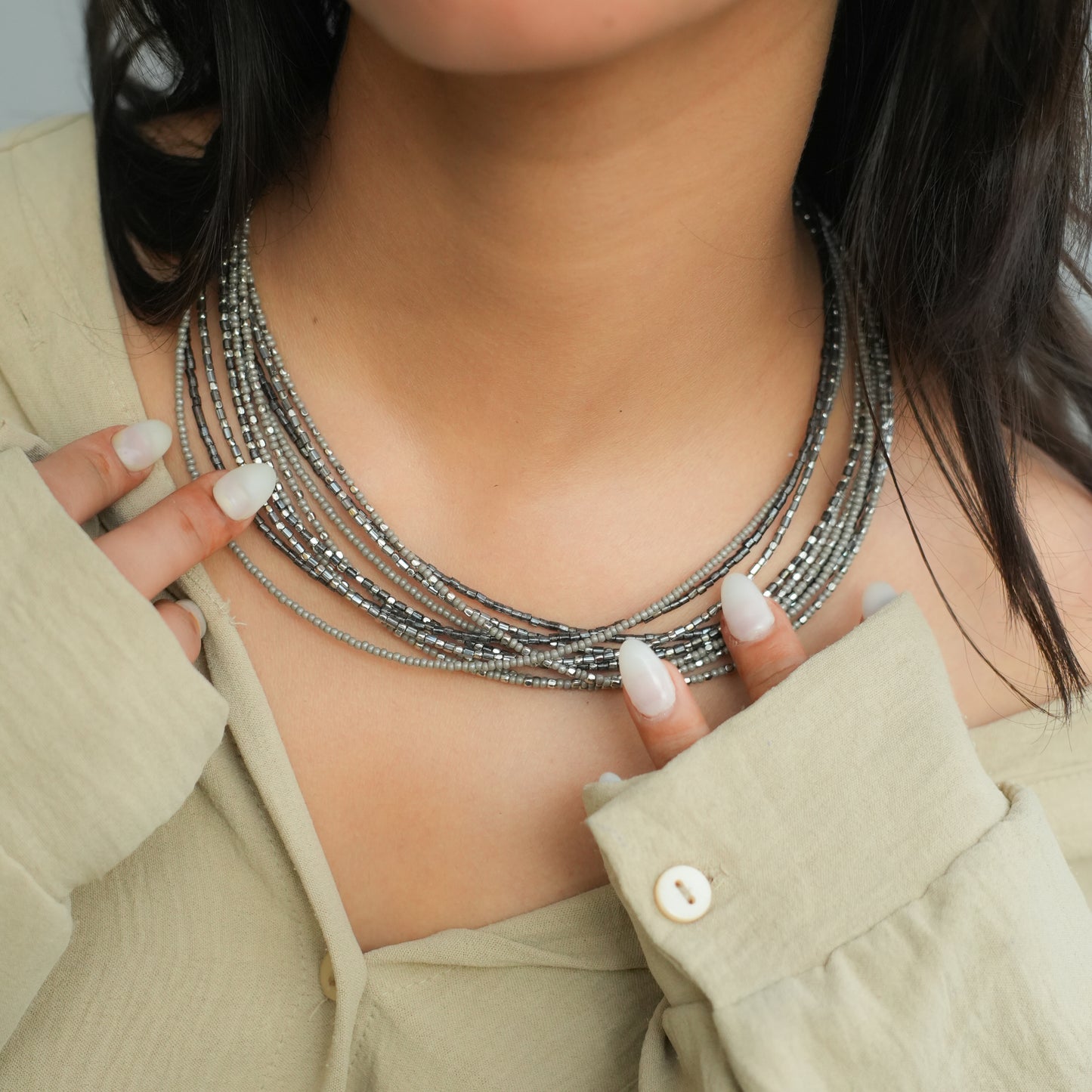 Iced - Ash Beaded Necklace