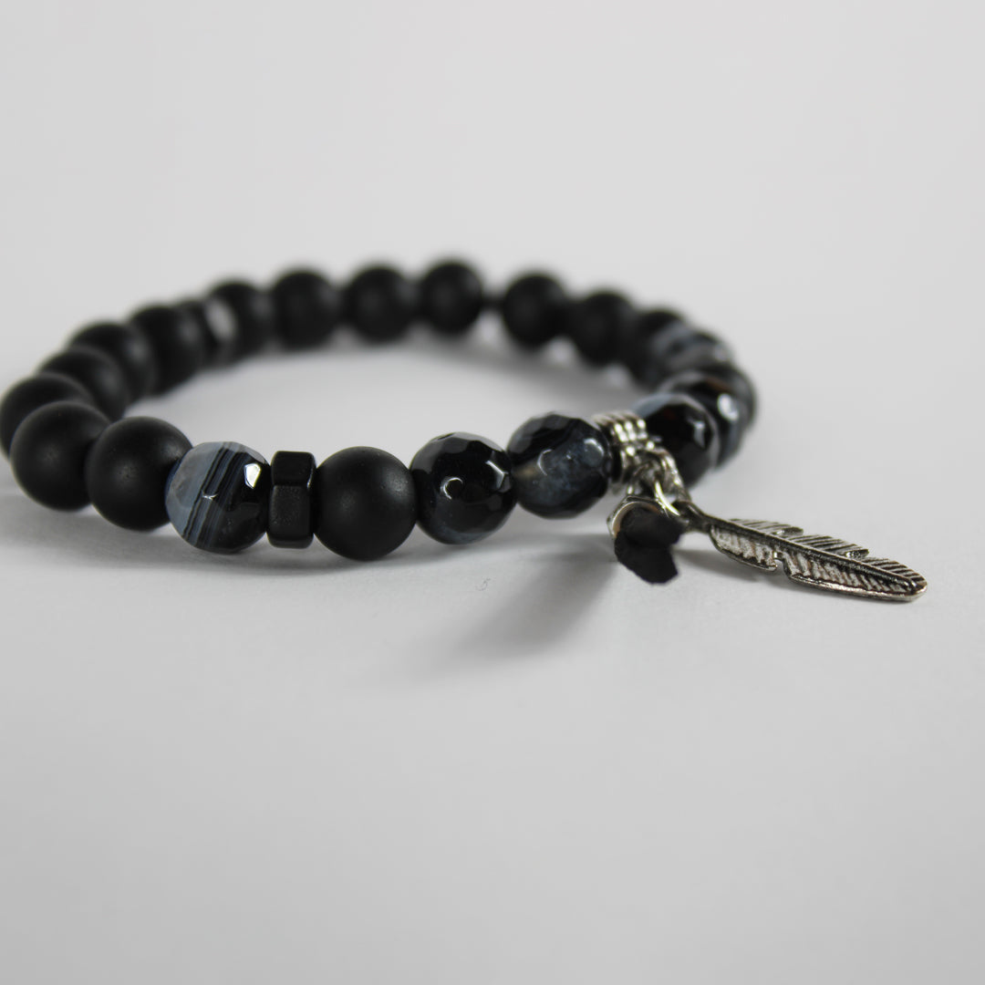 Onyx Leaf Men's Bracelet