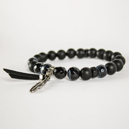 Onyx Leaf Men's Bracelet