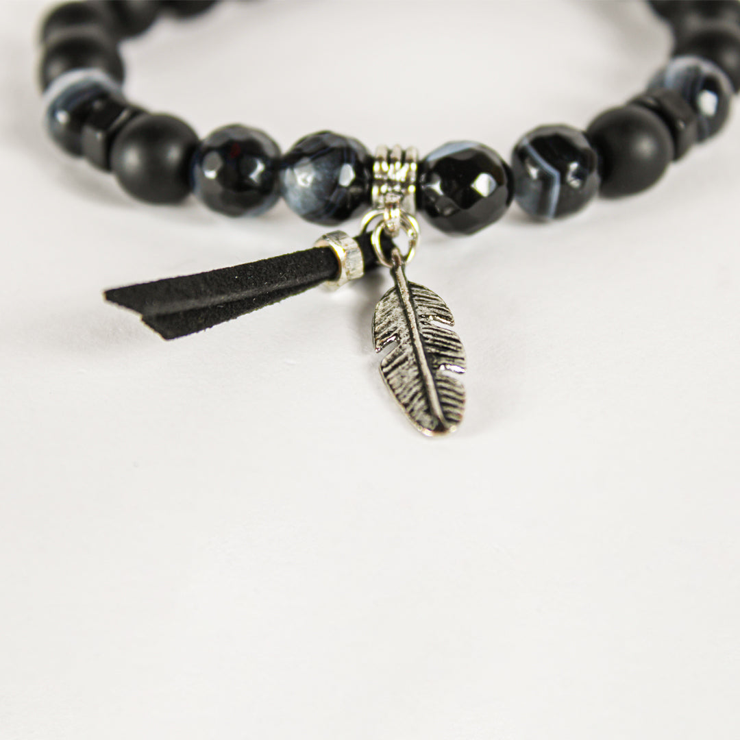 Onyx Leaf Men's Bracelet