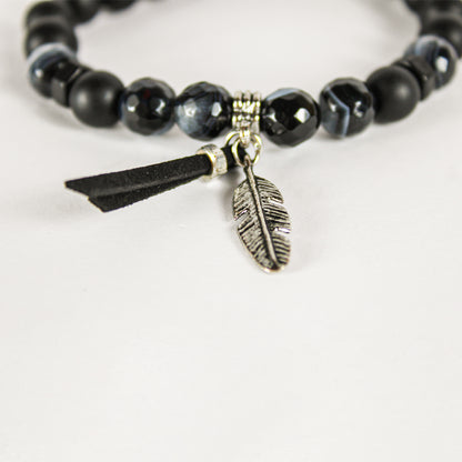 Onyx Leaf Men's Bracelet