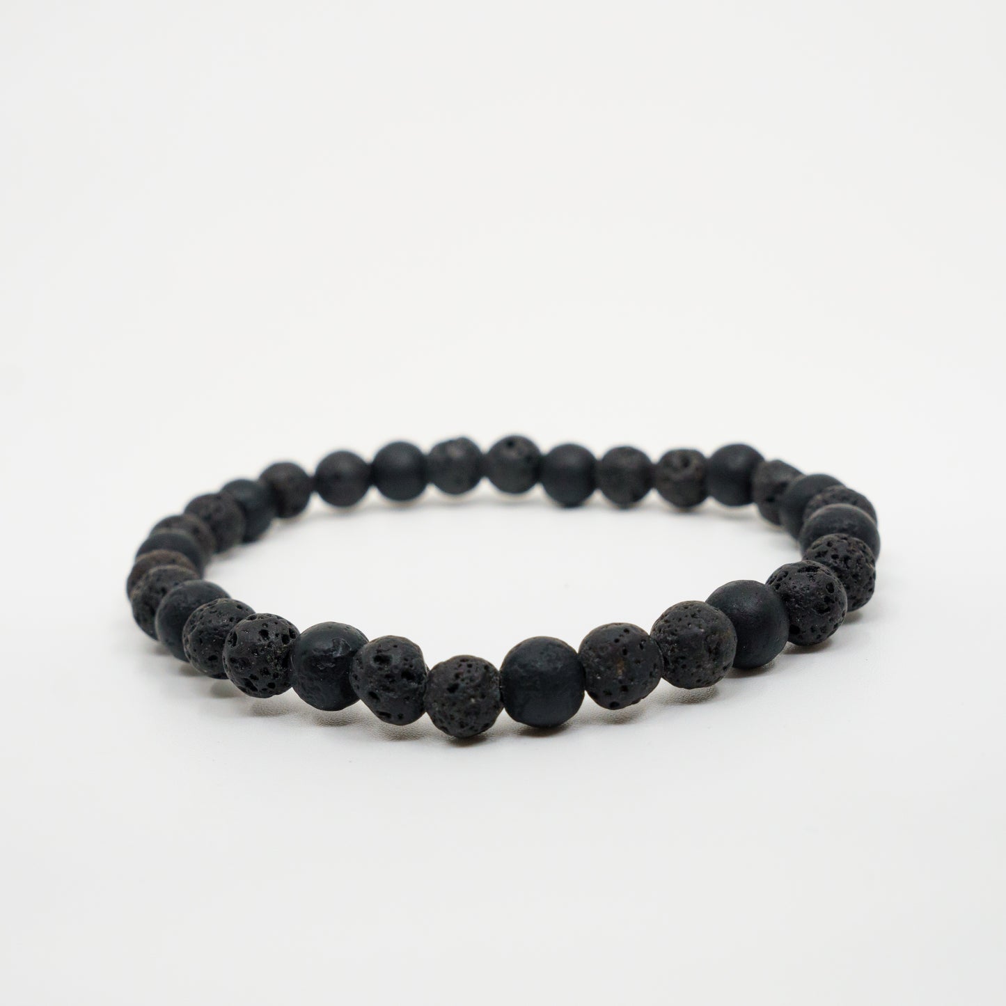 Noir beads stacked with a raven band.