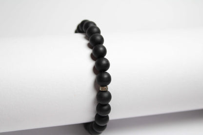 Obsidian Charcoal weave Bracelet stack