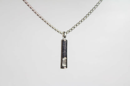 Baguette Bar layered Cuban chain necklace.