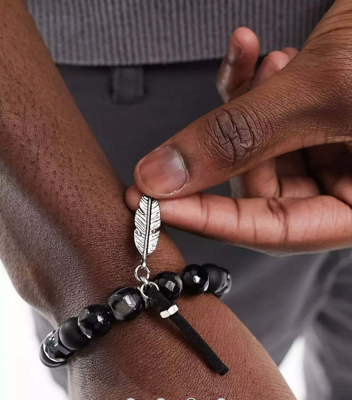 Onyx Leaf Men's Bracelet