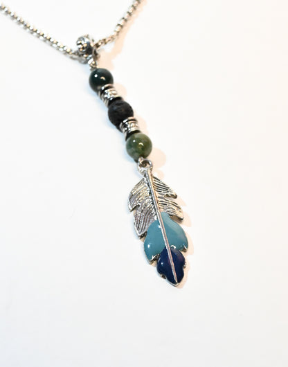 Blue Feather Necklace