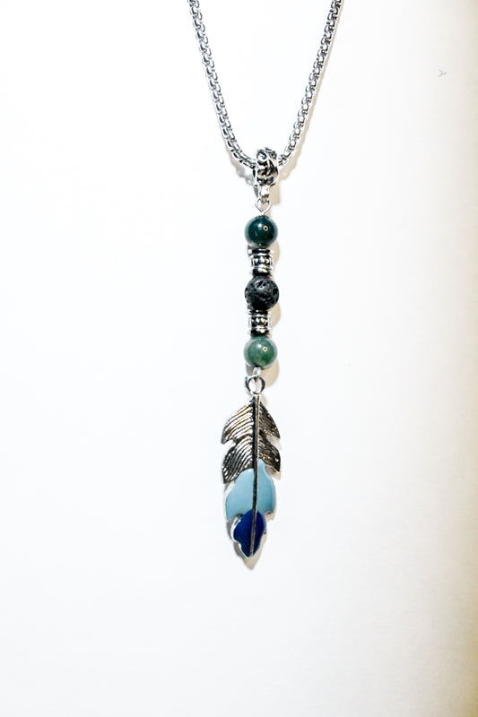 Blue Feather Necklace