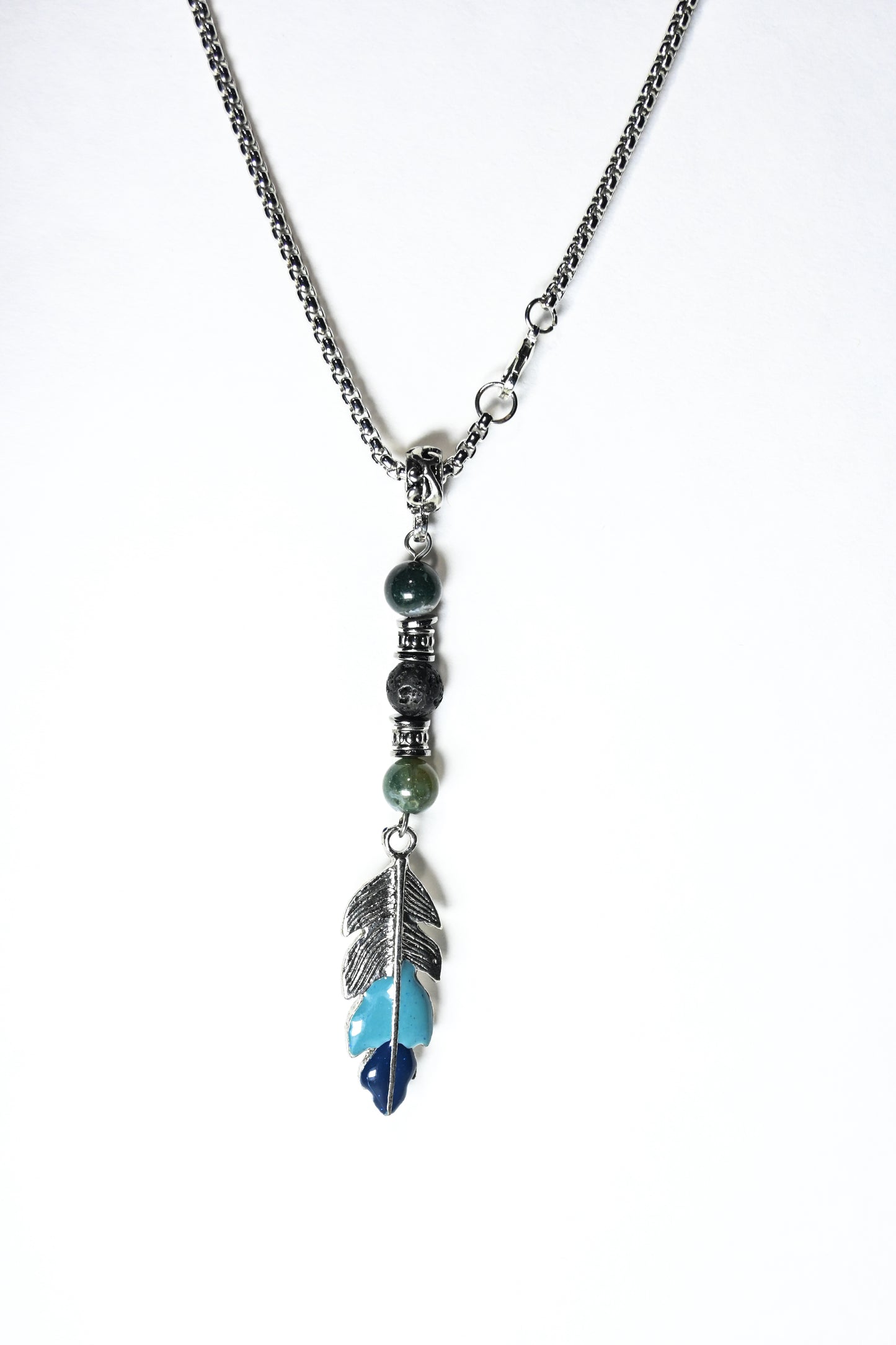 Blue Feather Necklace