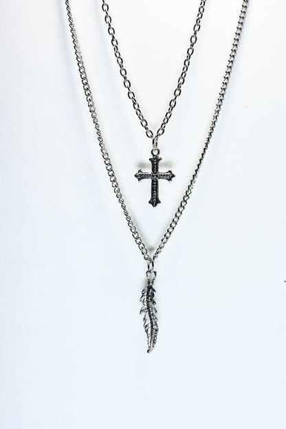 Cross Feather Necklace