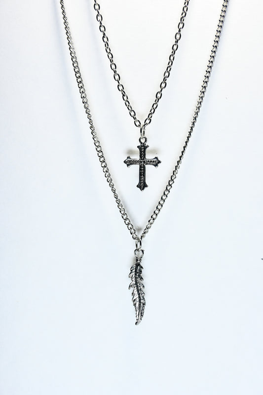 Cross Feather Necklace