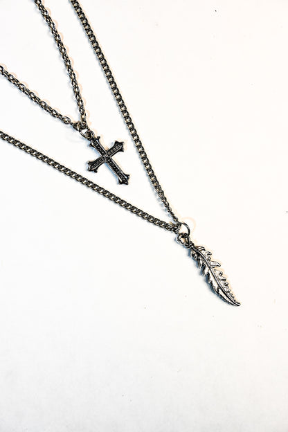 Cross Feather Necklace