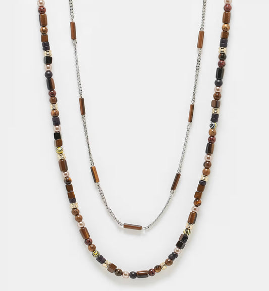 Brown Multibeaded Necklace