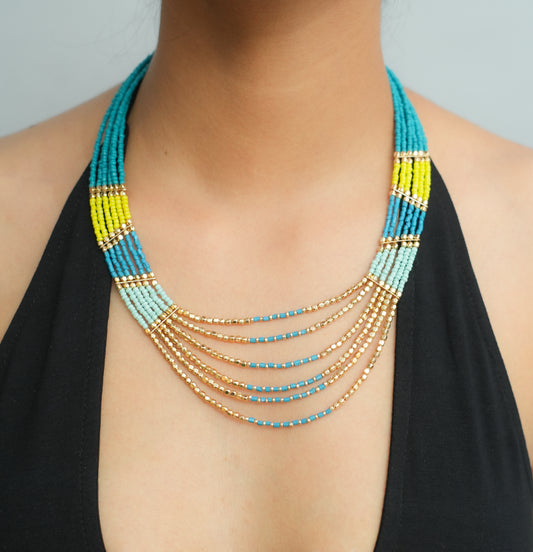 Sunlime Surf beaded necklace