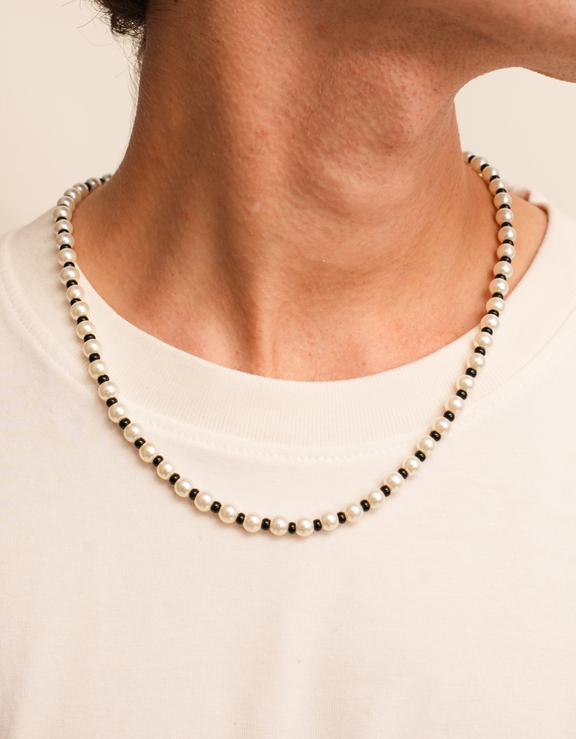 For Men Gold Chain Moti Wali Black Pearl Gold Chain Dual Beads